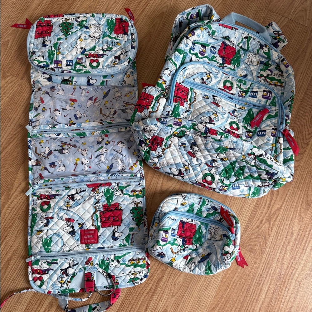 Vera Bradley Red and Green Backpack Festive Design